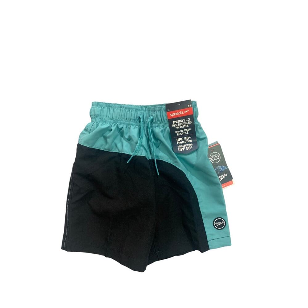 XS Speedo Boys New Turquoise Black Swim Trunks UPF 50+ Sun Protection